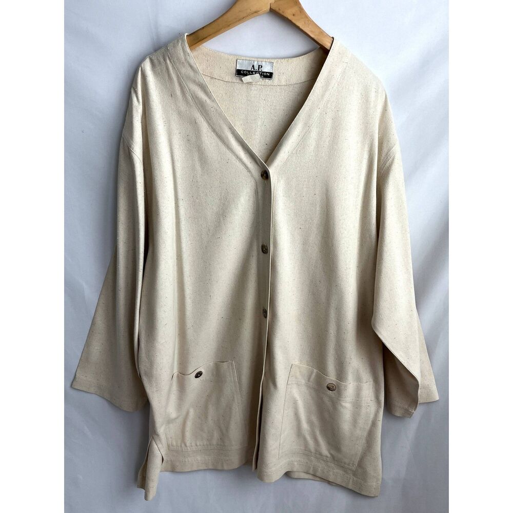 Vintage A.P. Collection Cream Lagenlook Shirt Plus Size 1X Natural Minimalist